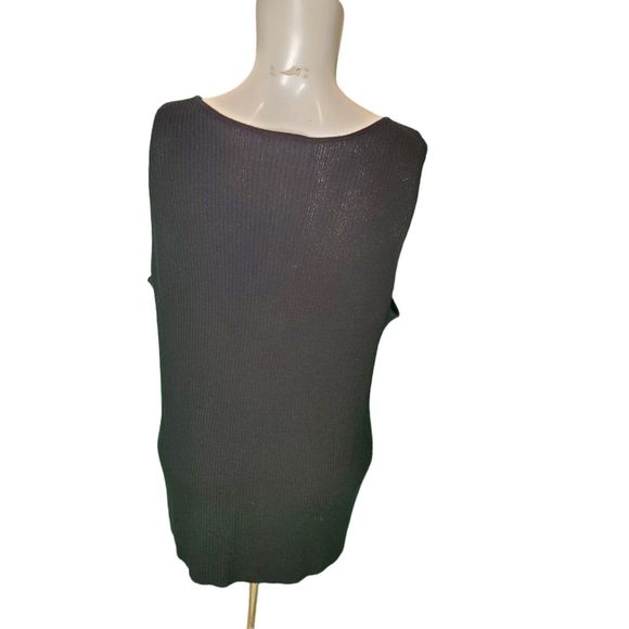 Eileen Fisher Vintage Black Italian Wool Rib Knit Sweater Tank Scoop Neck Sz XL - Picture 3 of 6